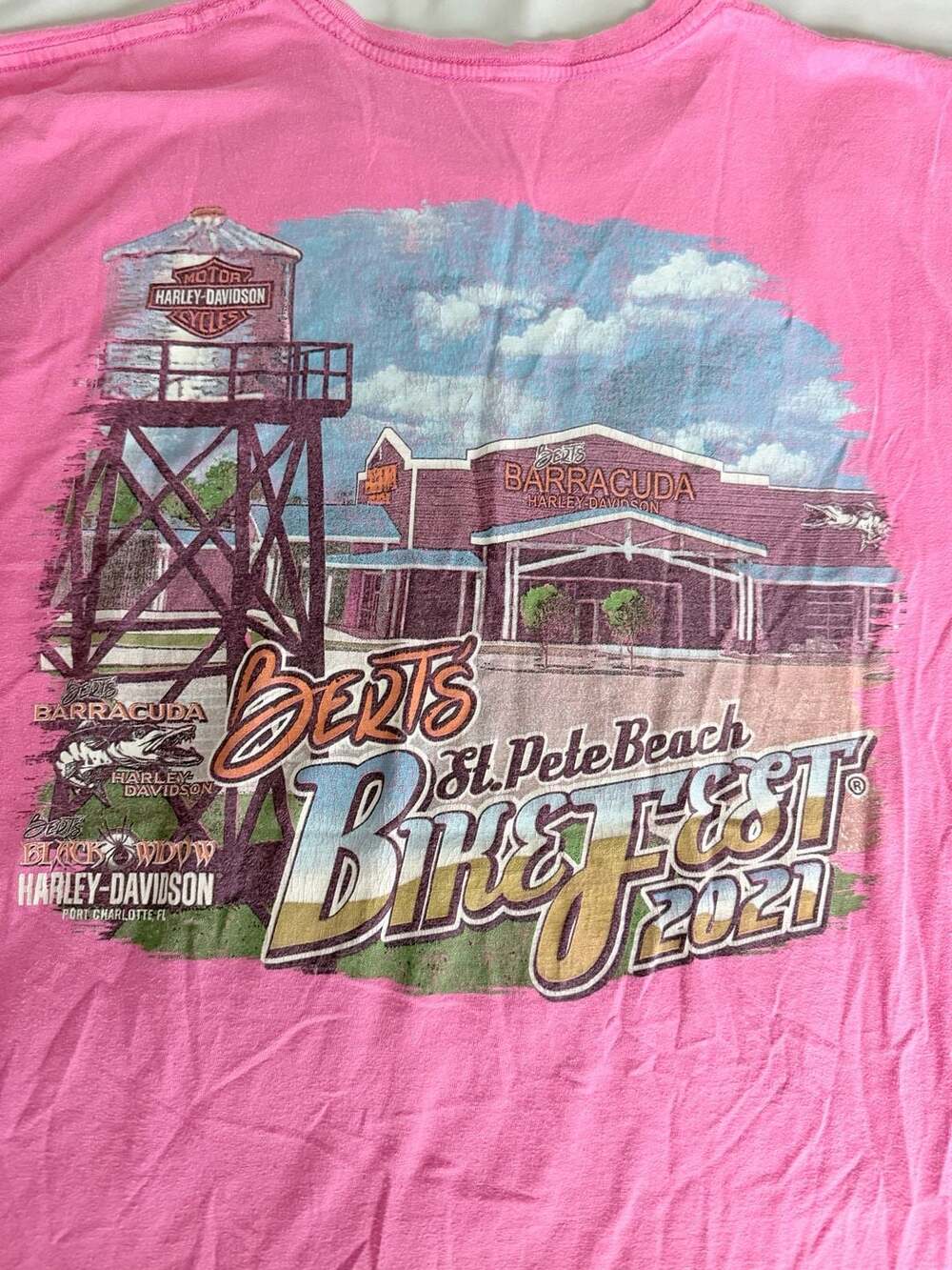 Harley-Davidson Bert's St. Pete Beach Bike Fest 2021 Women’s Pink T-Shirt 2XL